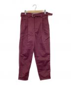 CHRISTIAN DADAクリスチャンダダ）の古着「HIGH WAISTED HEM EMBROIDERED DICKIES TROUSERS」｜ボルドー