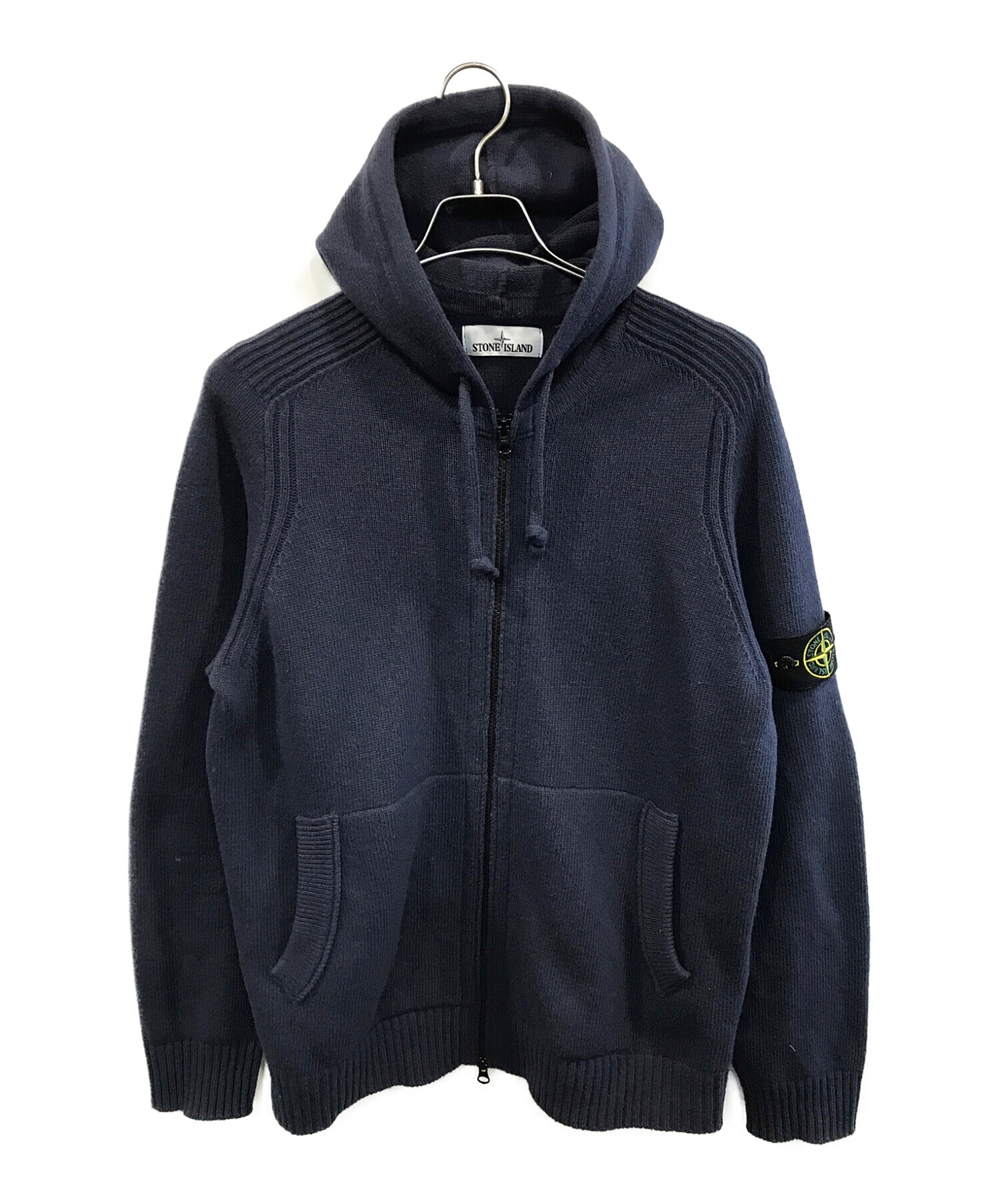 STONE ISLAND (ストーンアイランド) ニットジップパーカー ネイビー サイズ:L