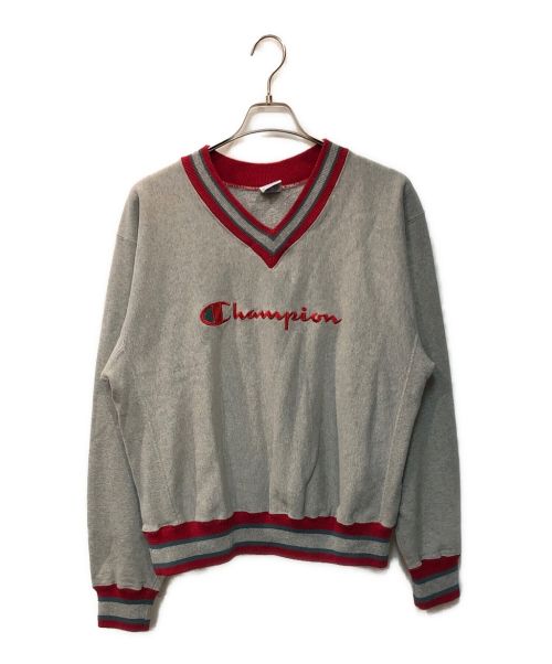 Champion（チャンピオン）Champion (チャンピオン) VネックREVERSE WEAVEスウェット グレー サイズ:Lの古着・服飾アイテム