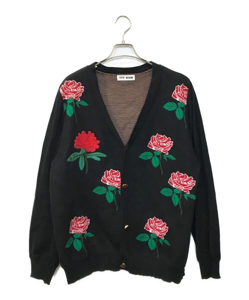 TTT MSW（ティー）TTT MSW (ティーモダンストリートウェア) Rose Jaquard knit cardigan ブラック サイズ:Lの古着・服飾アイテム