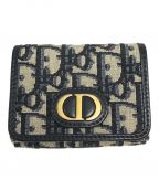 Christian Diorクリスチャン ディオール）の古着「オブリークモンテーニュ3つ折り財布」｜ベージュ×ネイビー