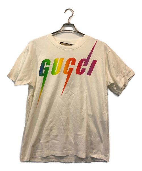 GUCCI（グッチ）GUCCI (グッチ) ブレードマルチカラーコットンプリントT ホワイト サイズ:XSの古着・服飾アイテム