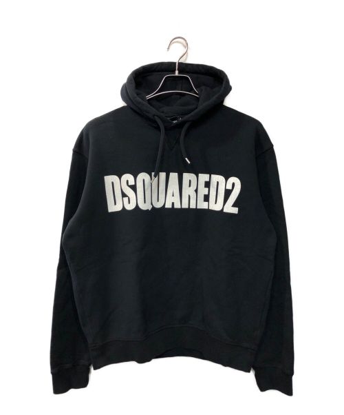 DSQUARED2（ディースクエアード）DSQUARED2 (ディースクエアード) ロゴプリントパーカー ブラック サイズ:Mの古着・服飾アイテム