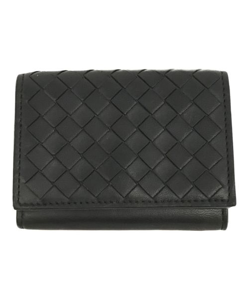 BOTTEGA VENETA（ボッテガベネタ）BOTTEGA VENETA (ボッテガベネタ) イントレチャート三つ折り財布 ブラック×グレーの古着・服飾アイテム