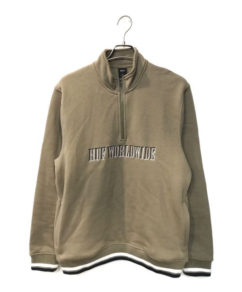 HUF（ハフ）HUF (ハフ) ハーフジップスウェット ブラウン サイズ:Mの古着・服飾アイテム