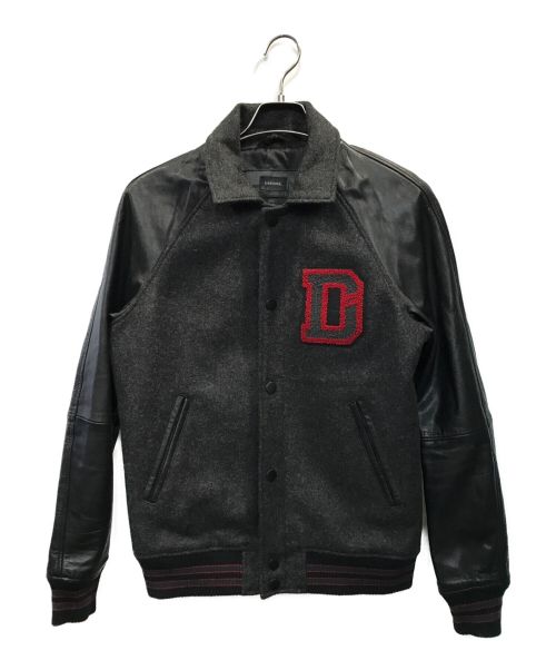 DIESEL（ディーゼル）DIESEL (ディーゼル) レザースリーブウールブルゾン グレー サイズ:Sの古着・服飾アイテム