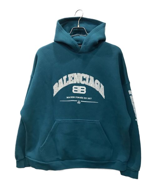 BALENCIAGA（バレンシアガ）BALENCIAGA (バレンシアガ) 22ss WIDE FIT HOODIE ターコイズ サイズ:1の古着・服飾アイテム