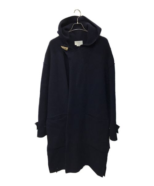 YOKE（ヨーク）YOKE (ヨーク) 7G MILANO RIB HOODED COAT ネイビー サイズ:Mの古着・服飾アイテム