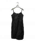 MM6 Maison Margielaエムエムシックス メゾンマルジェラ）の古着「フェイクレザースリップドレス」｜ブラック