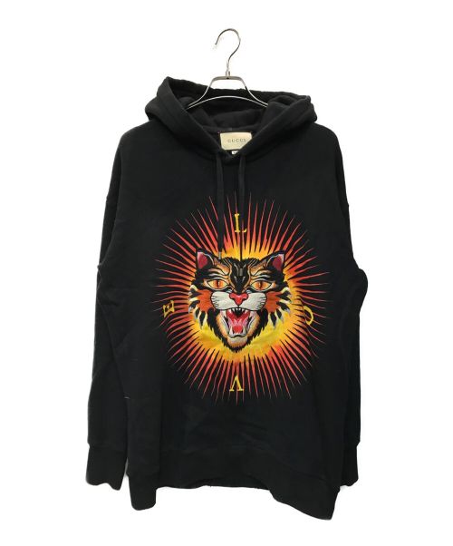 GUCCI（グッチ）GUCCI (グッチ) ANGRY CAT HOODIE ブラック サイズ:Mの古着・服飾アイテム