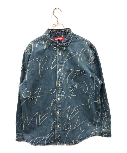 SUPREME（シュプリーム）SUPREME (シュプリーム) HANDWRITING JACQUARD DENIM SHIRT/ハンドライティングジャガードデニムシャツ インディゴ サイズ:Lの古着・服飾アイテム