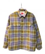 SUPREMEシュプリーム）の古着「faux Shearling Lined Flannel Shirt」｜ネイビー×グリーン