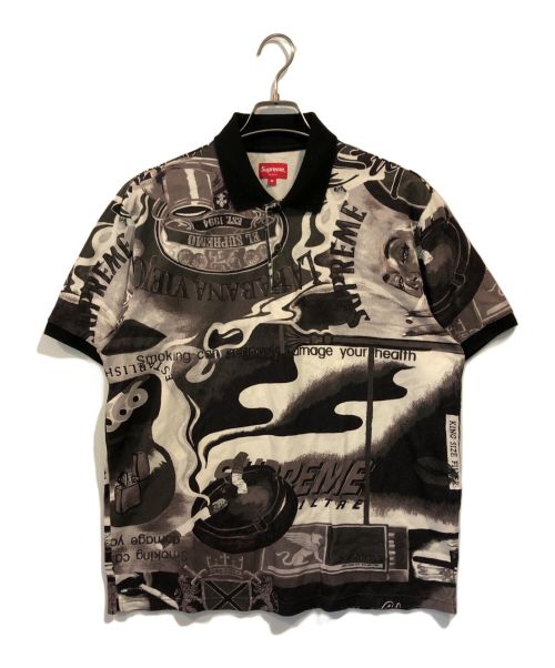 SUPREME（シュプリーム）SUPREME (シュプリーム) Filtre logo Print Polo shirt ブラック×ホワイト サイズ:Mの古着・服飾アイテム