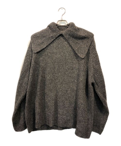 BLACK by moussy（ブラックバイマウジー）BLACK by moussy (ブラックバイマウジー) cape collar knit tops グレー サイズ:FREEの古着・服飾アイテム