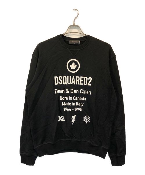 DSQUARED2（ディースクエアード）DSQUARED2 (ディースクエアード) CREW NECK SWEATSHIRT ブラック サイズ:Lの古着・服飾アイテム