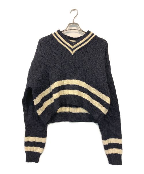 oldderby Knitwear（オールドダービーニットウェア）oldderby Knitwear (オールドダービーニットウェア) ワイドチルデンニット ネイビー サイズ:XLの古着・服飾アイテム