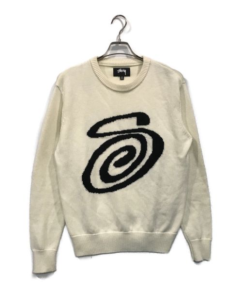 stussy（ステューシー）stussy (ステューシー) Sロゴクルーネックニット ベージュ サイズ:Sの古着・服飾アイテム