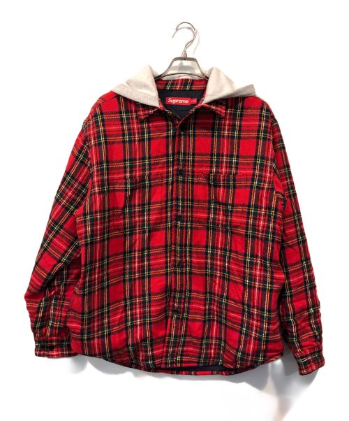 SUPREME（シュプリーム）SUPREME (シュプリーム) 23AW Tartan Flannel Hooded Shirt レッド サイズ:Mの古着・服飾アイテム