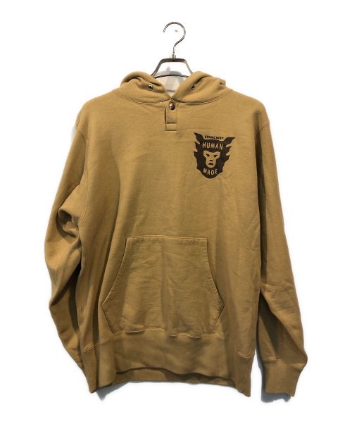 HUMAN MADE（ヒューマンメイド）HUMAN MADE (ヒューマンメイド) SNAP COLLAR HOODED SWEATSHIRT ベージュ サイズ:Lの古着・服飾アイテム