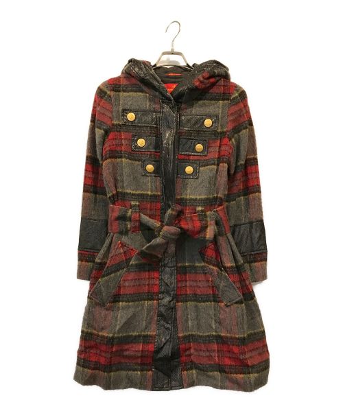 Vivienne Westwood RED LABEL（ヴィヴィアンウエストウッドレッドレーベル）Vivienne Westwood RED LABEL (ヴィヴィアンウエストウッドレッドレーベル) フーデッドウールコート レッド サイズ:SIZE 2の古着・服飾アイテム