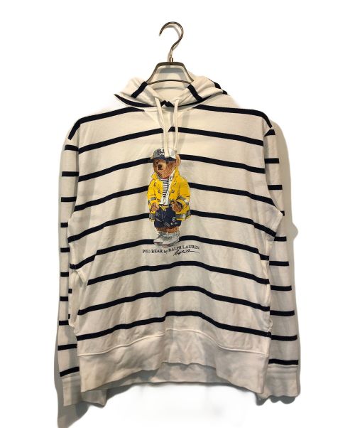 POLO RALPH LAUREN（ポロ・ラルフローレン）POLO RALPH LAUREN (ポロ・ラルフローレン) Bare Stripe Hoody ホワイト×ブルー サイズ:Mの古着・服飾アイテム