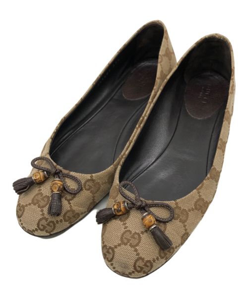 GUCCI（グッチ）GUCCI (グッチ) GGフラットバンブータッセルシューズ ブラウン サイズ:SIZE 37 1/2の古着・服飾アイテム