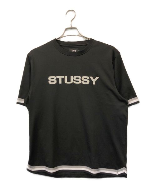 stussy（ステューシー）stussy (ステューシー) ロゴプリントメッシュT ブラック サイズ:Lの古着・服飾アイテム