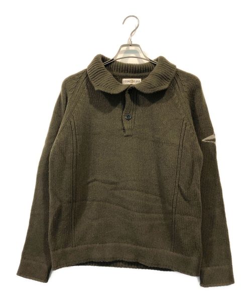 STONE ISLAND（ストーンアイランド）STONE ISLAND (ストーンアイランド) 01AWPolo Button Wool Sweater カーキ サイズ:Lの古着・服飾アイテム