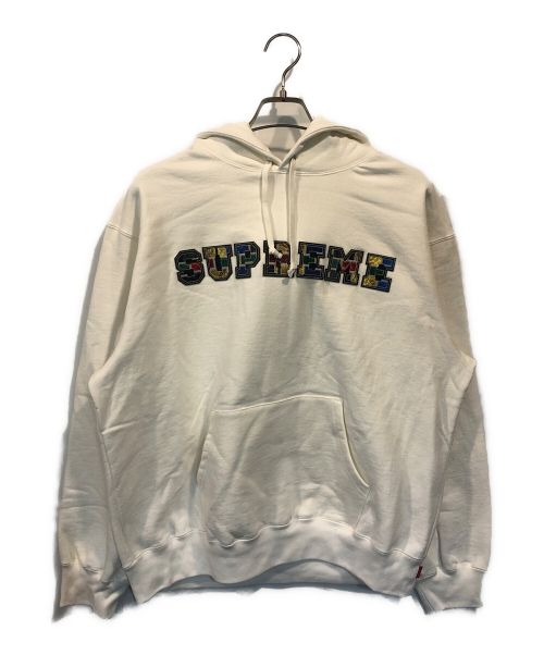 SUPREME（シュプリーム）SUPREME (シュプリーム) 23AW Collegiate Patchwork Leather Hooded Sweatshirt ホワイト サイズ:Mの古着・服飾アイテム