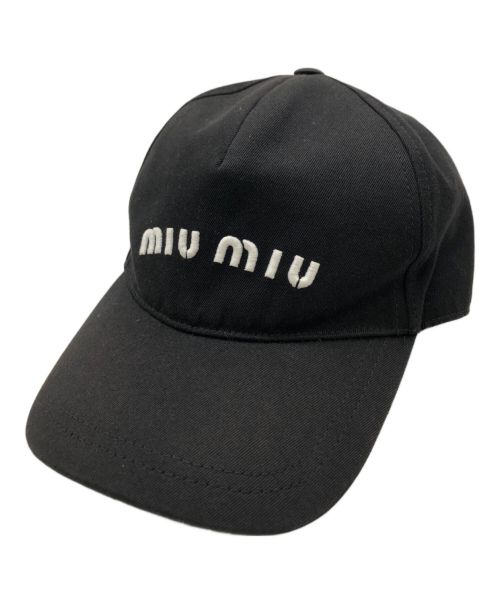 MIU MIU（ミュウミュウ）MIU MIU (ミュウミュウ) コットン ベースボールキャップ ブラック サイズ:Mの古着・服飾アイテム