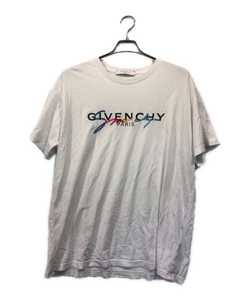 GIVENCHY（ジバンシィ）GIVENCHY (ジバンシィ) レインボーシグネチャーロゴTシャツ ホワイト サイズ:Lの古着・服飾アイテム