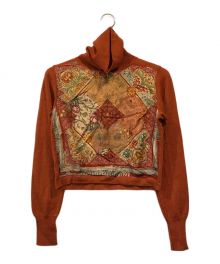 ETRO（エトロ）の古着「総柄タートルネックニット」｜オレンジ