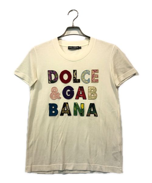 DOLCE & GABBANA（ドルチェ＆ガッバーナ）DOLCE & GABBANA (ドルチェ＆ガッバーナ) パッチワークロゴT ホワイト サイズ:36の古着・服飾アイテム