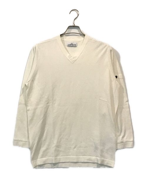 STONE ISLAND（ストーンアイランド）STONE ISLAND (ストーンアイランド) Vネックニット アイボリー サイズ:Lの古着・服飾アイテム