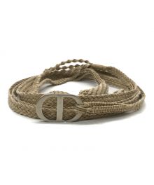 Dior（ディオール）の古着「Solid Color Jute Belt with Silver-Tone Buckle 15mm」｜ベージュ