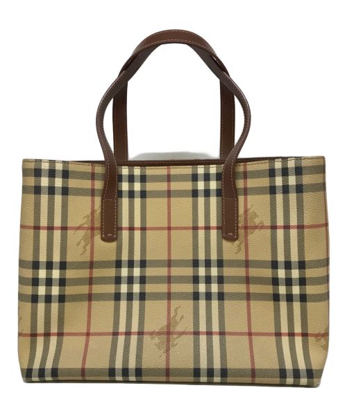 BURBERRY LONDON（バーバリーロンドン）BURBERRY LONDON (バーバリーロンドン) PVCシャドーホースノバチェックハンドバッグ ブラウンの古着・服飾アイテム