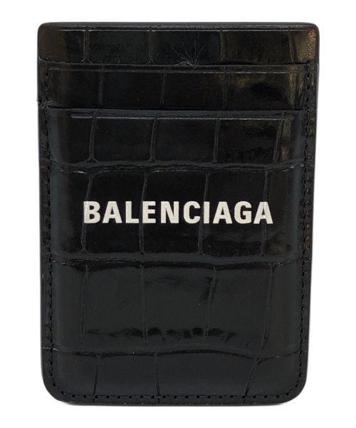 BALENCIAGA（バレンシアガ）BALENCIAGA (バレンシアガ) クロコ型押しマグネットカードホルダー ブラックの古着・服飾アイテム