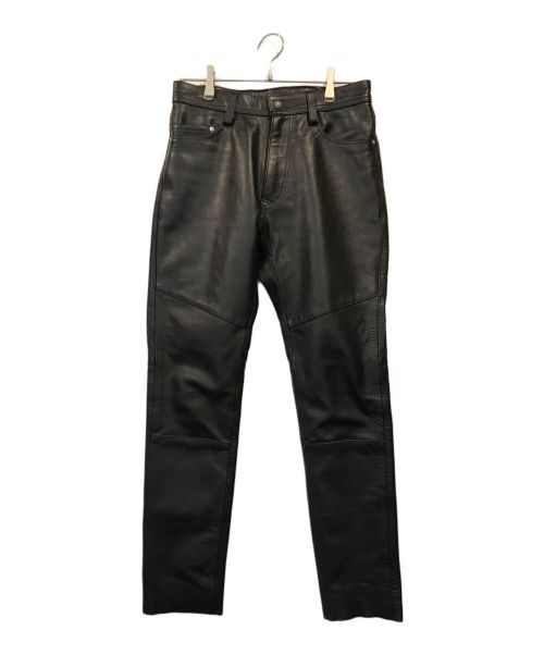 Schott（ショット）Schott (ショット) LEATHER 5 POCKET PANTS ブラック サイズ:Sの古着・服飾アイテム