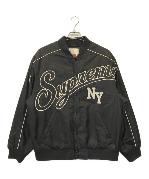 SUPREME（シュプリーム）SUPREME (シュプリーム) Contrast Script Varsity Jacket ブラック サイズ:Mの古着・服飾アイテム