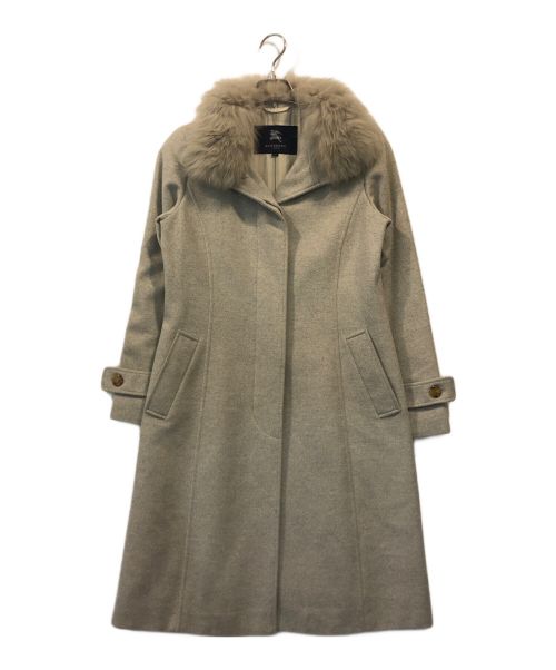 BURBERRY LONDON（バーバリーロンドン）BURBERRY LONDON (バーバリーロンドン) フォックスファーアンゴラコート グレー サイズ:SIZE 40の古着・服飾アイテム