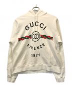 GUCCIグッチ）の古着「FIRENZE 1921 ロゴプリント プルオーバーパーカー」｜ホワイト