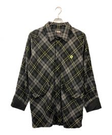 A BATHING APE×WTAPS（アベイシングエイプ×ダブルタップス）の古着「ウールチェックステンカラーコート」｜グレー×ブラック