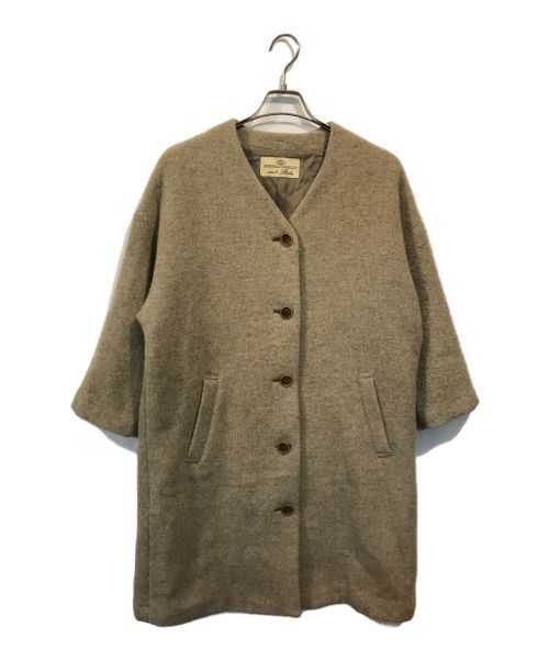 nest Robe（ネストローブ）nest Robe (ネストローブ) シェットランド モッサー ノーカラー コート ベージュ サイズ:FREEの古着・服飾アイテム