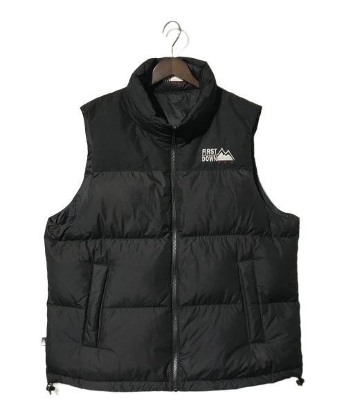 FIRST DOWN（ファーストダウン）FIRST DOWN (ファーストダウン) BUBBLE DOWN VEST ブラック サイズ:Lの古着・服飾アイテム