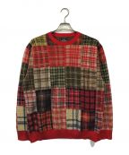 PALACE×BEAMS PLUSパレス×ビームスプラス）の古着「CREW KNIT PATCHWORK JACQUARD」｜レッド