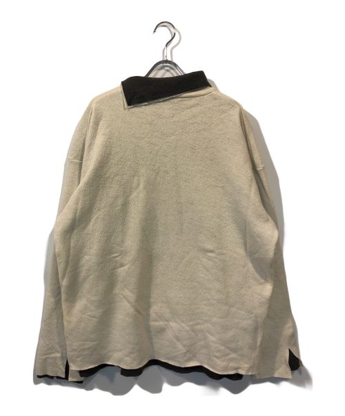 amachi.（アマチ）amachi. (アマチ) DOUBLE LAYER WOOL TOP グレー×ホワイト サイズ:5の古着・服飾アイテム