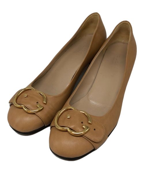 GUCCI（グッチ）GUCCI (グッチ) GGロゴレザーパンプス ブラウン サイズ:SIZE 37の古着・服飾アイテム