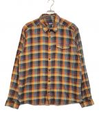 Patagoniaパタゴニア）の古着「LW Fjord Flannel Shirt」｜オレンジ×ネイビー