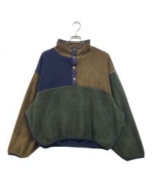 WOOLRICH（ウールリッチ）の古着「ハーフボタン配色フリースジャケット」｜ネイビー×グリーン