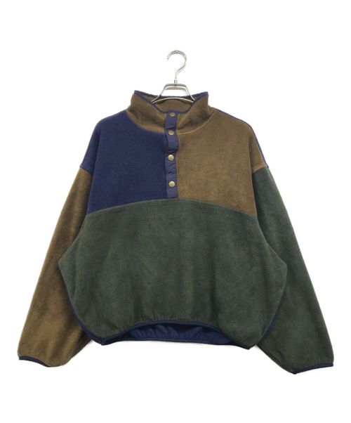 WOOLRICH（ウールリッチ）WOOLRICH (ウールリッチ) ハーフボタン配色フリースジャケット ネイビー×グリーン サイズ:XLの古着・服飾アイテム